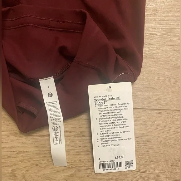 2 pairs Lulu Lemon Wunder Train HR Short 6”- Green & Maroon